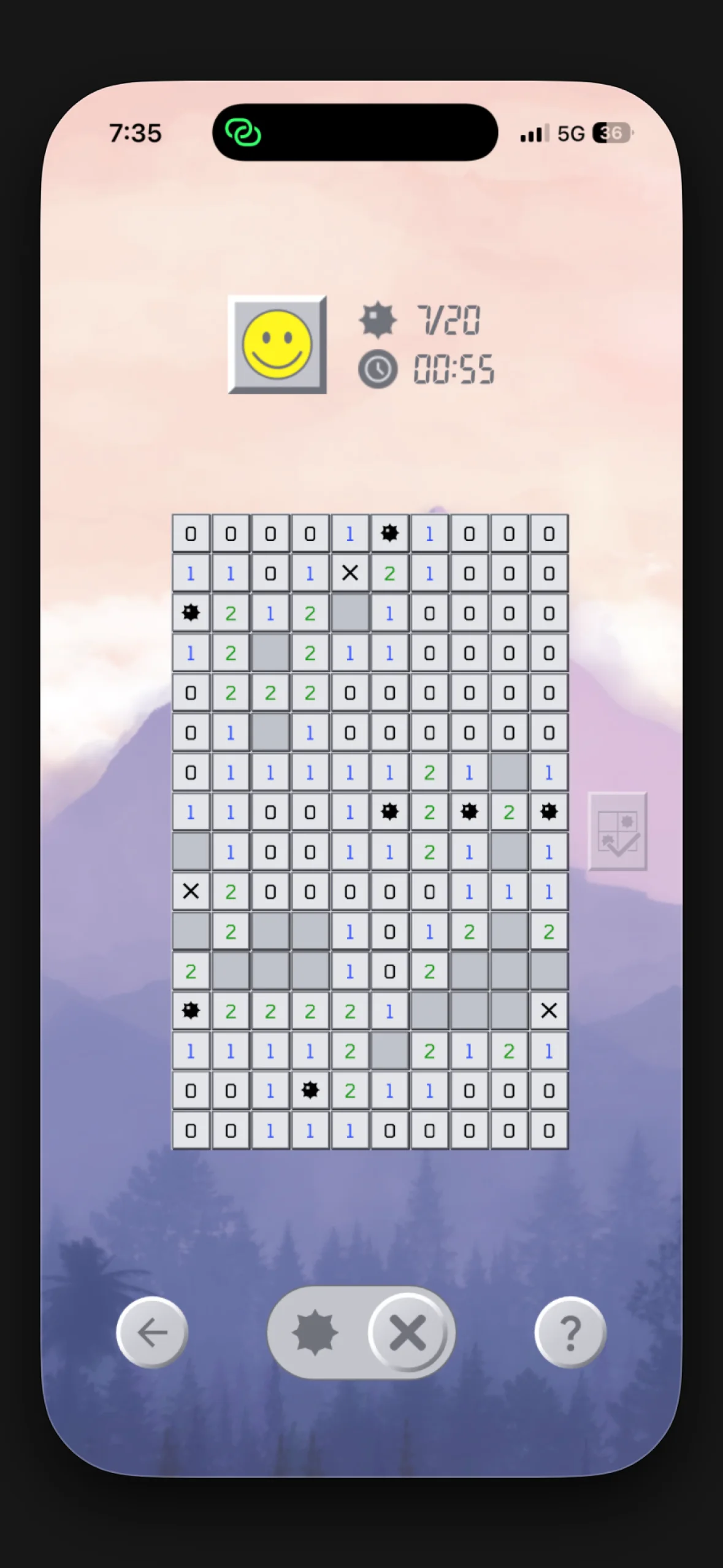 Mineplacer clue grid with placed mines